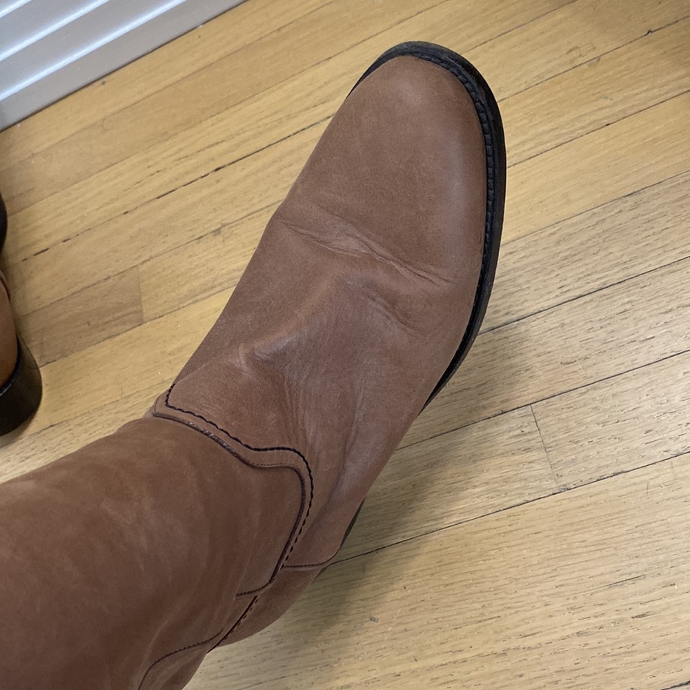 CHANEL Interlocking CC Logo Riding Boots BROWN LAMBSKIN Eu 39.5 - Picture 3 of 11